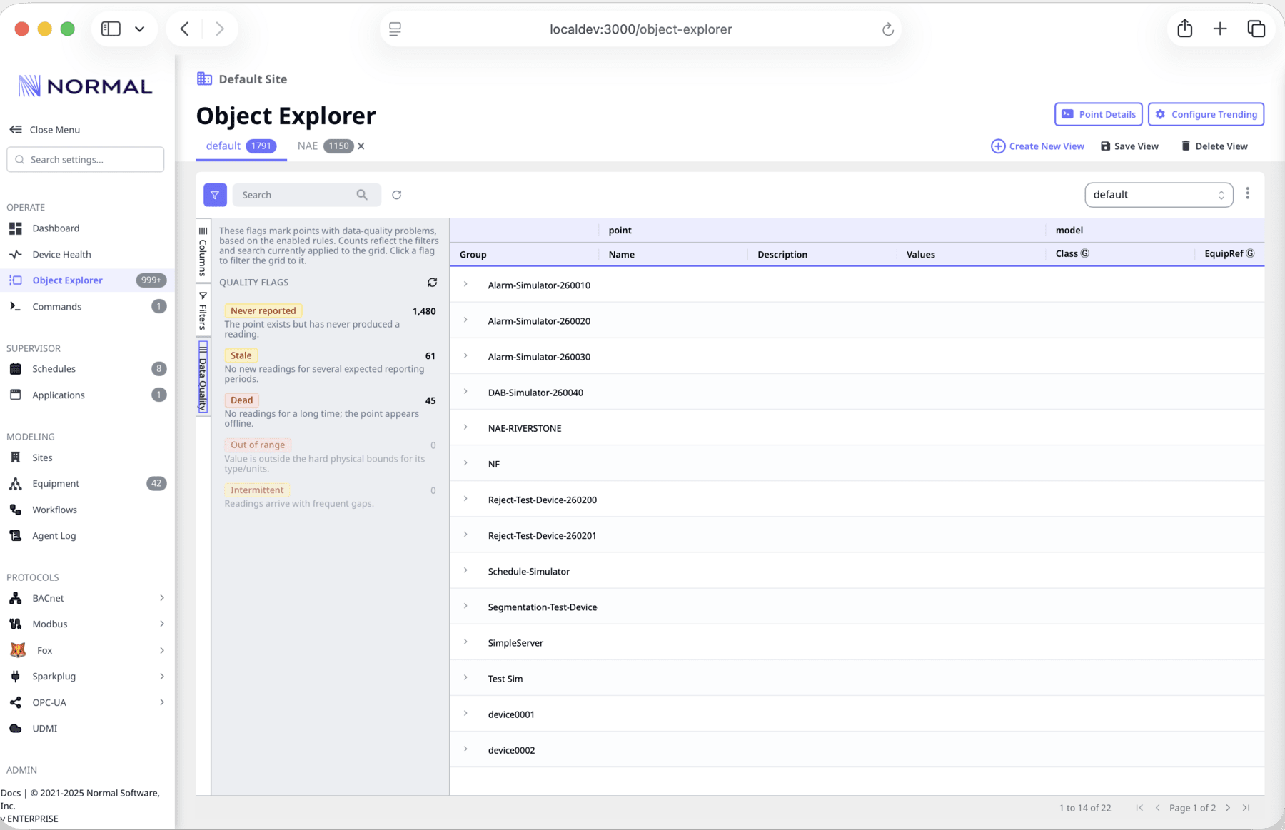 Object Explorer with the Data Quality panel and live flag counts